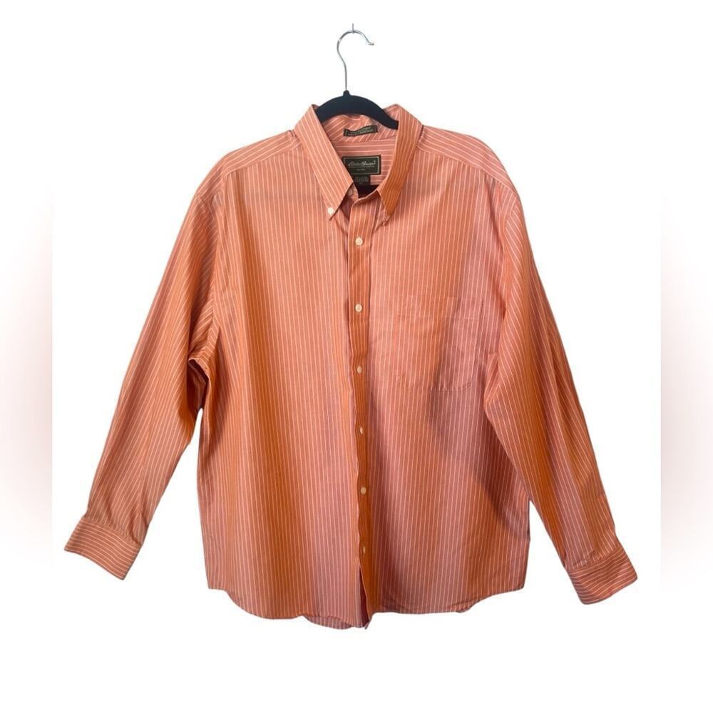 EDDIE BAUER WRINKLE AND STAIN RESISTANT LONG SLEEVE BUTTON DOWN MENS DRESS SHIRT